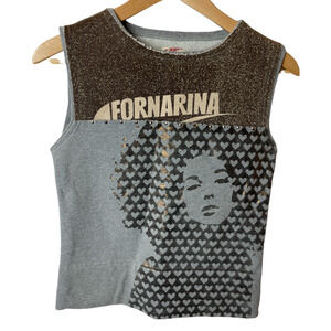 Fornarina Gray Sleeveless Sweatshirt Top Size L